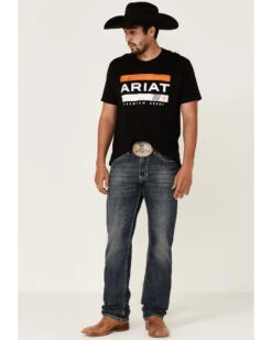 Ariat Men's Black Bar Stripe Logo Short Sleeve T-Shirt  -Ariat 2000259758 001 P2