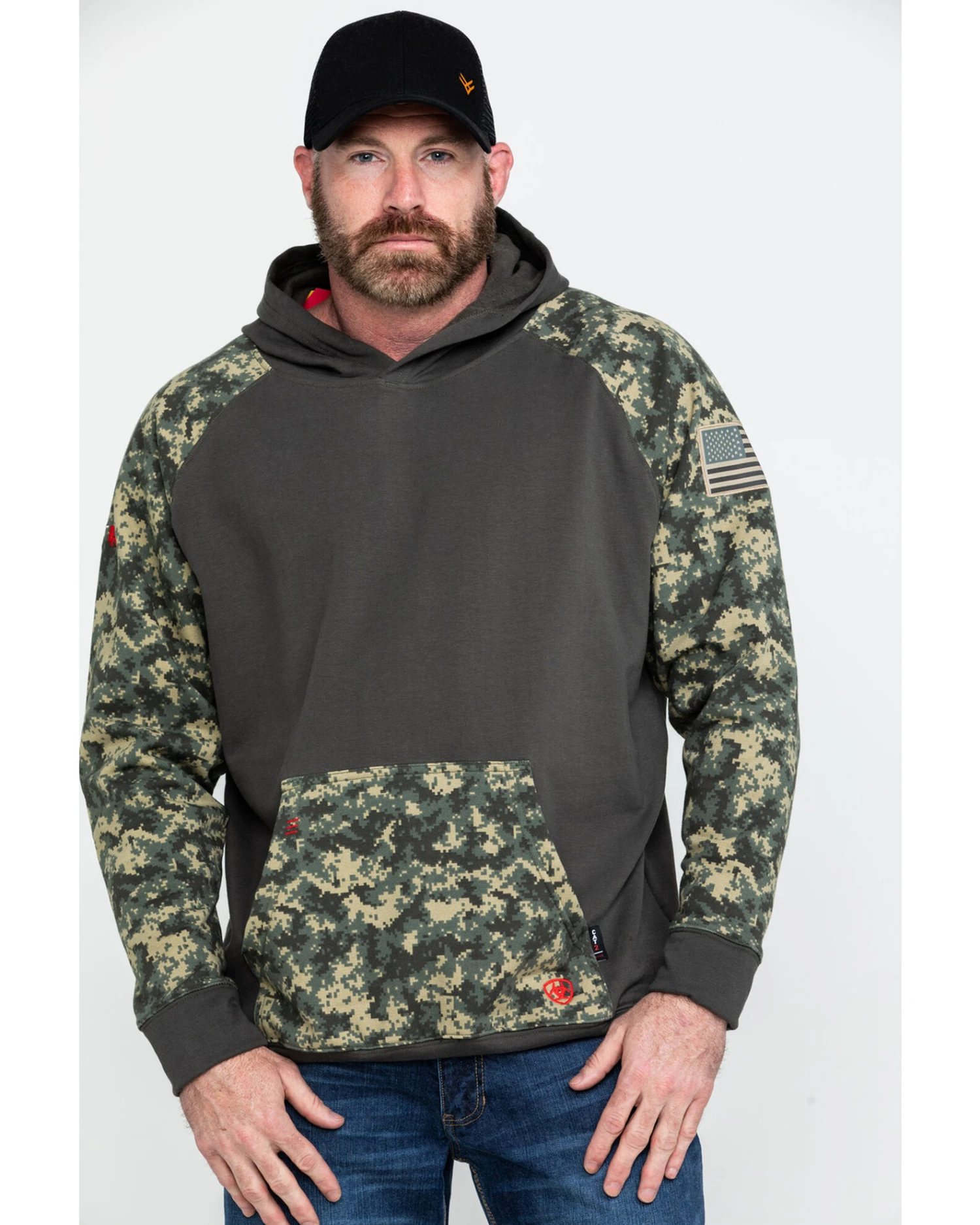 Ariat Men's FR Durastretch Camo Patriot Work Hooded Sweatshirt 3 Ariat Men's FR Durastretch Camo Patriot Work Hooded Sweatshirt