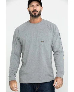 Ariat Men's Gray Rebar Cotton Strong Graphic Long Sleeve Work Shirt 