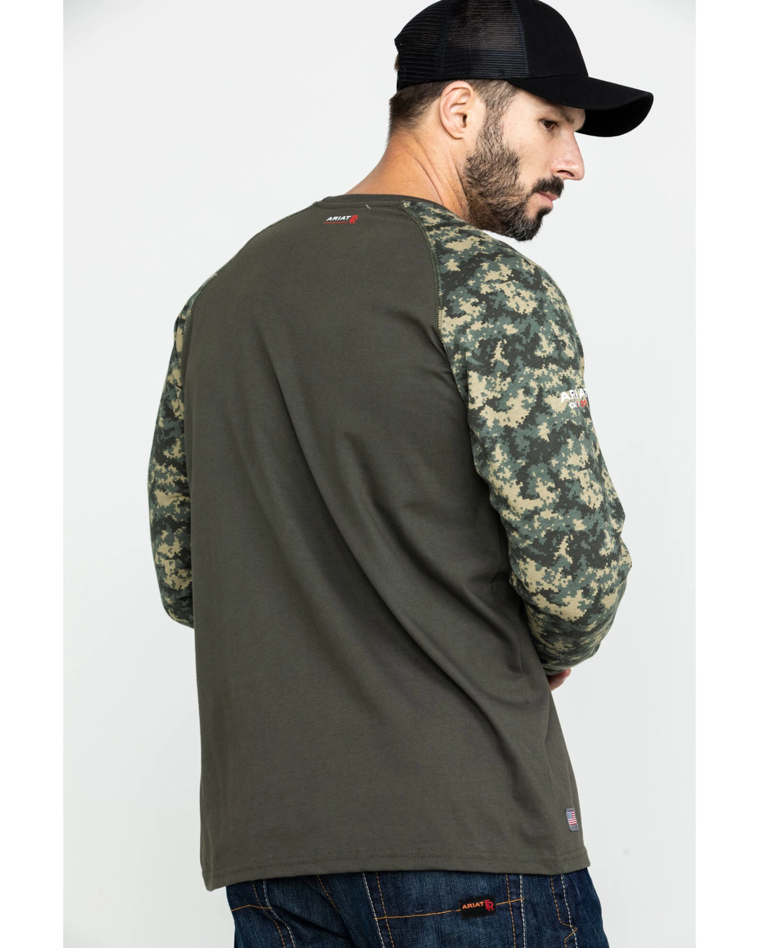 Ariat Men's Camo FR Baseball Long Sleeve Work Shirt 4 Ariat Men's Camo FR Baseball Long Sleeve Work Shirt - Image 2