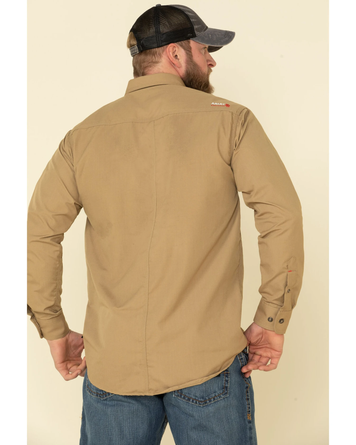 Ariat Men's Khaki FR Solid Featherlight Long Sleeve Work Shirt 4 Ariat Men's Khaki FR Solid Featherlight Long Sleeve Work Shirt - Image 2