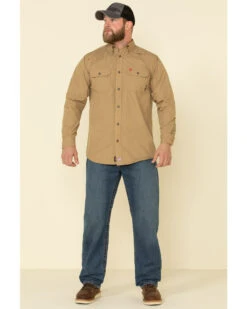 Ariat Men's Khaki FR Solid Featherlight Long Sleeve Work Shirt 9 Ariat Men's Khaki FR Solid Featherlight Long Sleeve Work Shirt -Ariat 2000294868 250 P3