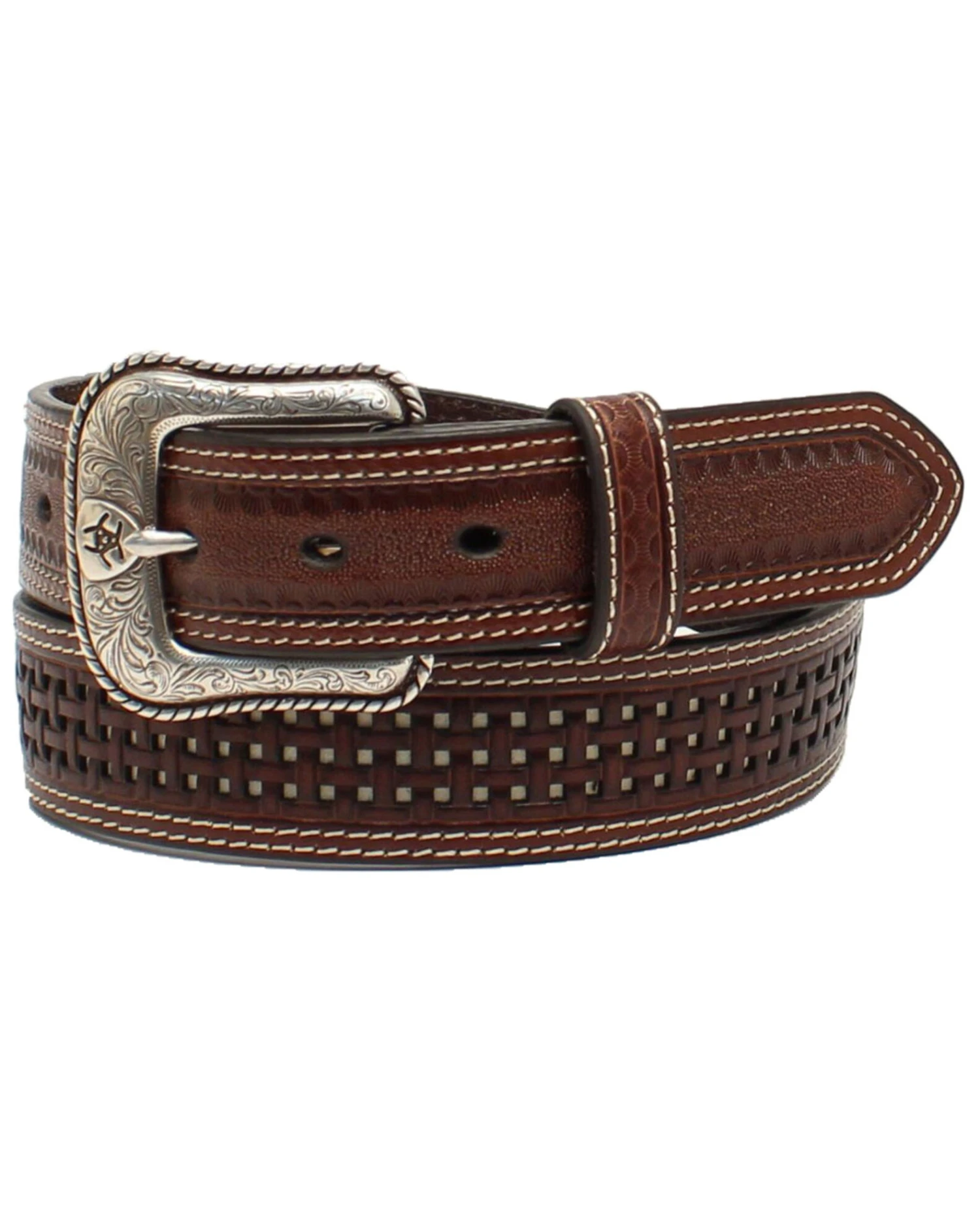 Ariat Men's Pierced Basketweave Western Belt 3 Ariat Men's Pierced Basketweave Western Belt