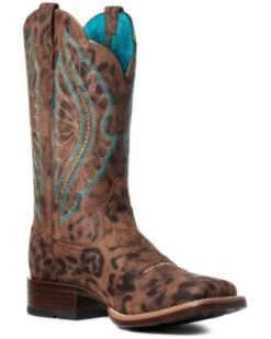 Ariat Women's Leopard Primetime Western Performance Boots - Broad Square Toe