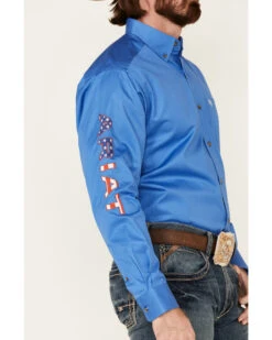 Ariat Men's Blue Team Logo Button Long Sleeve Western Shirt  -Ariat 2000336630 400 P3