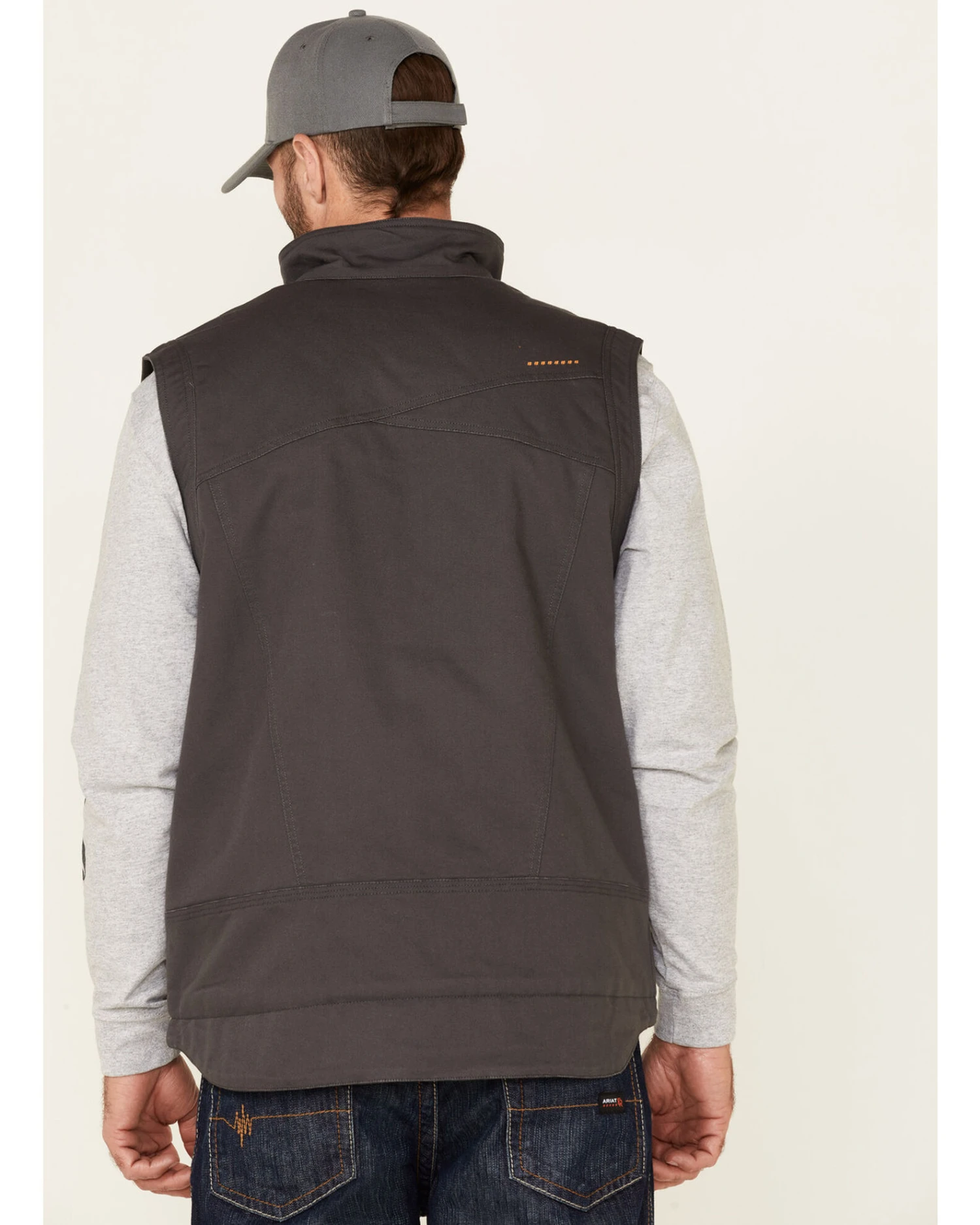 Ariat Men's Rebar Gray Washed Duracanvas Insulated Zip-Front Work Vest 6 Ariat Men's Rebar Gray Washed Duracanvas Insulated Zip-Front Work Vest - Image 4