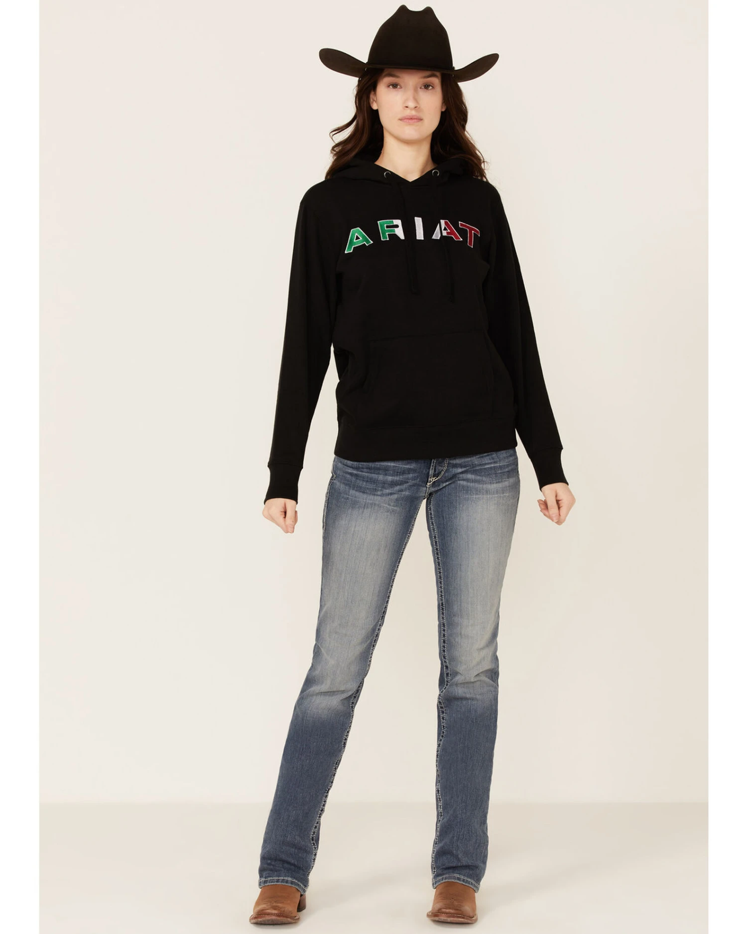 Ariat Women's Black R.E.A.L Mexico Embroidered Logo Pullover Hoodie 6 Ariat Women's Black R.E.A.L Mexico Embroidered Logo Pullover Hoodie - Image 4