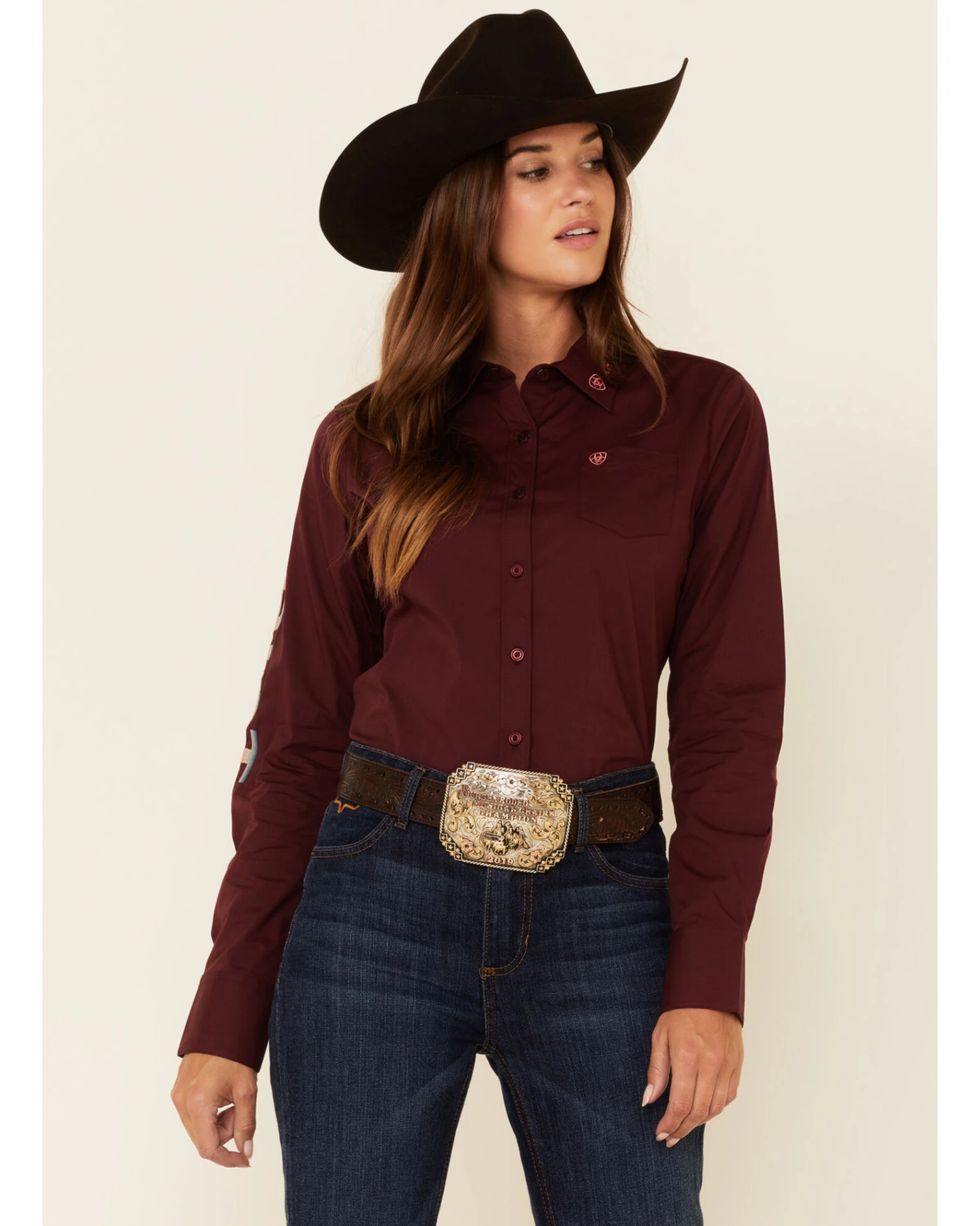 Ariat Women's Zinfandel Team Kirby Stretch Long Sleeve Button Shirt 3 Ariat Women's Zinfandel Team Kirby Stretch Long Sleeve Button Shirt