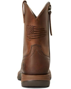 Ariat Boys' Anthem Patriot Easy Fit Distressed Brown Full-Grain Western Boot - Square Toe  -Ariat 2000357345 200 P3