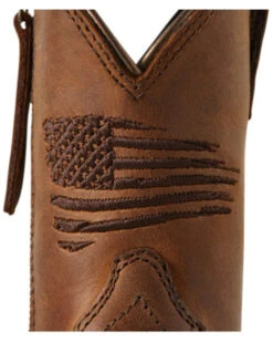 Ariat Boys' Anthem Patriot Easy Fit Distressed Brown Full-Grain Western Boot - Square Toe  -Ariat 2000357345 200 P6