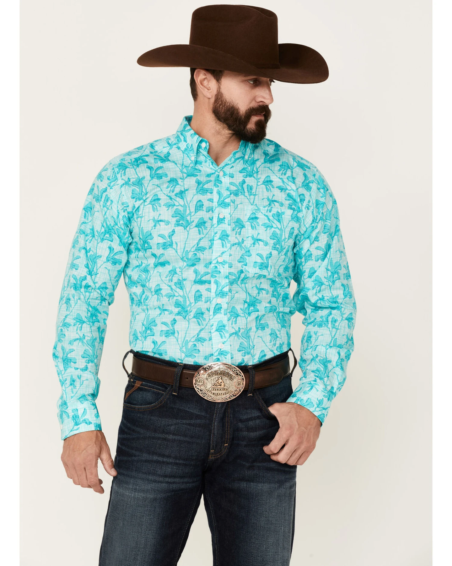 Ariat Men's WF Hassan Floral Print Long Sleeve Button Down Western Shirt 3 Ariat Men's WF Hassan Floral Print Long Sleeve Button Down Western Shirt