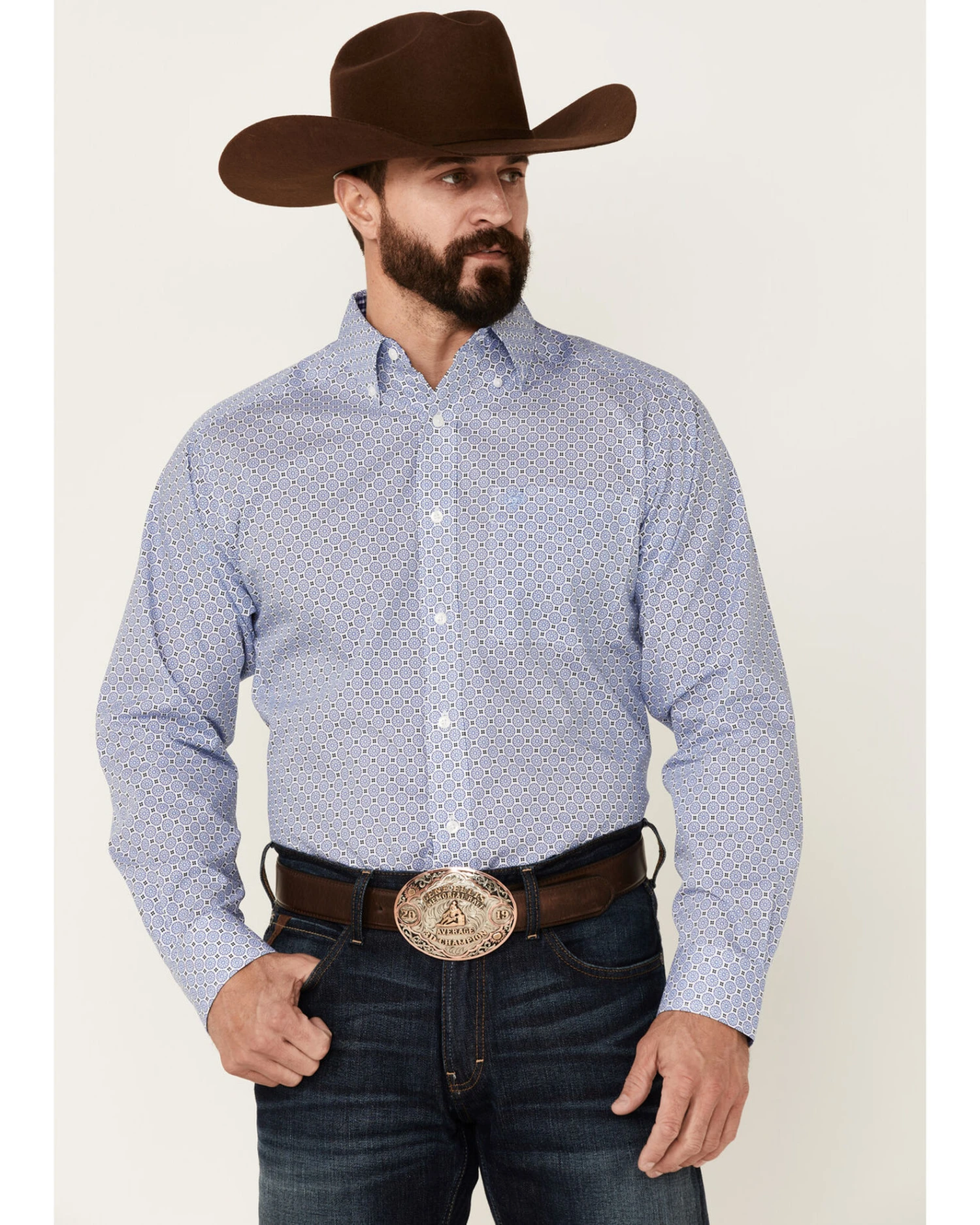 Ariat Men's WF Caysen Medallion Geo Print Long Sleeve Button-Down Western Shirt 3 Ariat Men's WF Caysen Medallion Geo Print Long Sleeve Button-Down Western Shirt