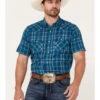 Ariat Men's Holt Retro Plaid Print Short Sleeve Snap Western Shirt  -Ariat 2000363108 442 P1