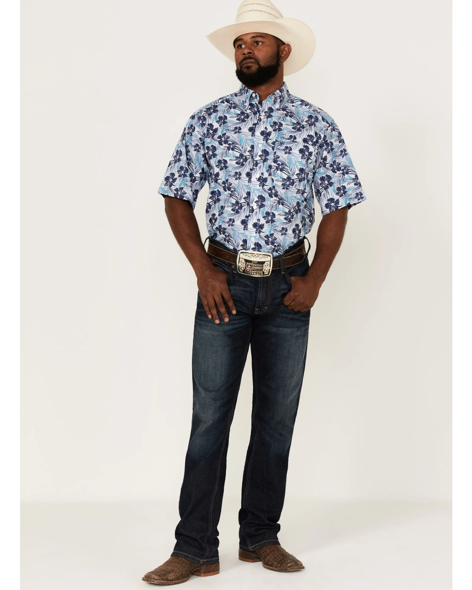 Ariat Men's Ishan Floral Print Short Sleeve Button Down Western Shirt 4 Ariat Men's Ishan Floral Print Short Sleeve Button Down Western Shirt - Image 2