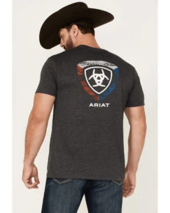 Ariat Men's Woodgrain Americana Shield Logo Graphic T-Shirt  -Ariat 2000371556 022 P4