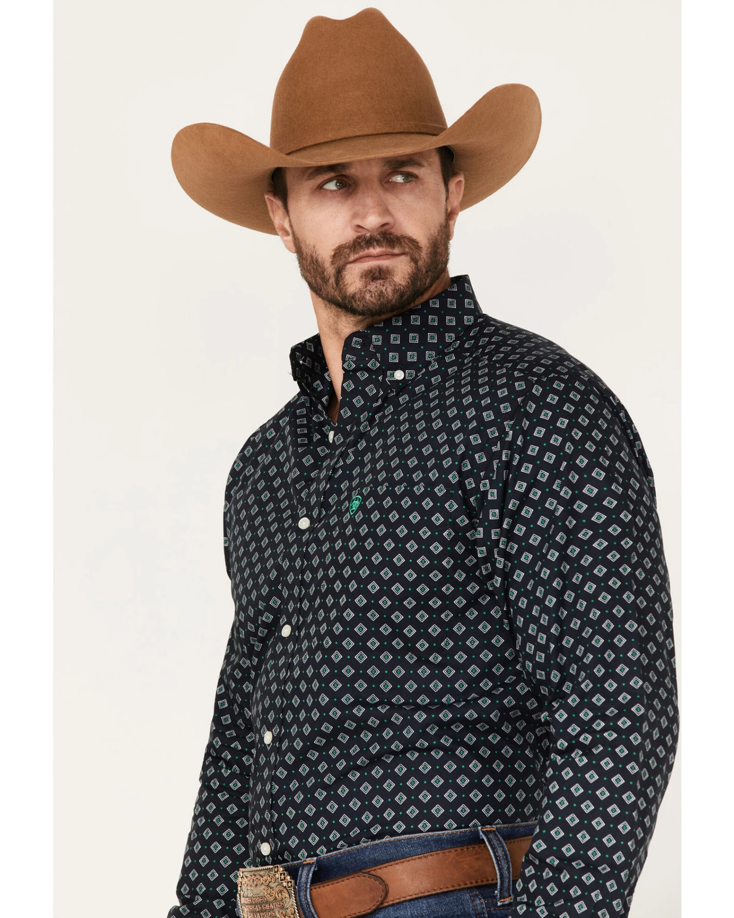 Ariat Men's Beckham Diamond Geo Print Button Down Western Shirt 4 Ariat Men's Beckham Diamond Geo Print Button Down Western Shirt - Image 2