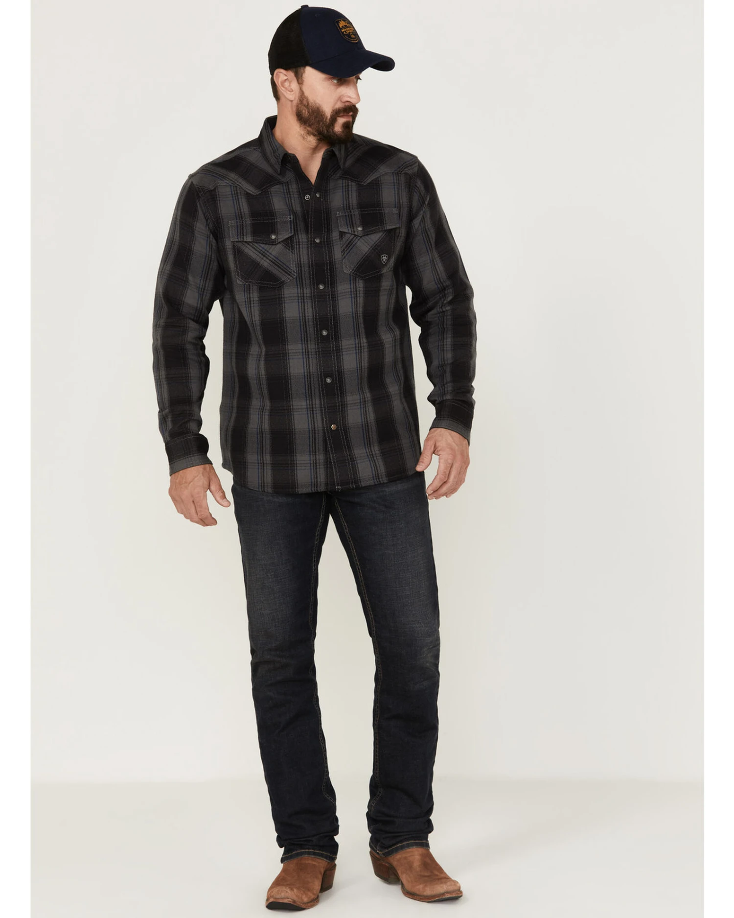 Ariat Men's Harrold Plaid Long Sleeve Snap Western Flannel Shirt 4 Ariat Men's Harrold Plaid Long Sleeve Snap Western Flannel Shirt - Image 2