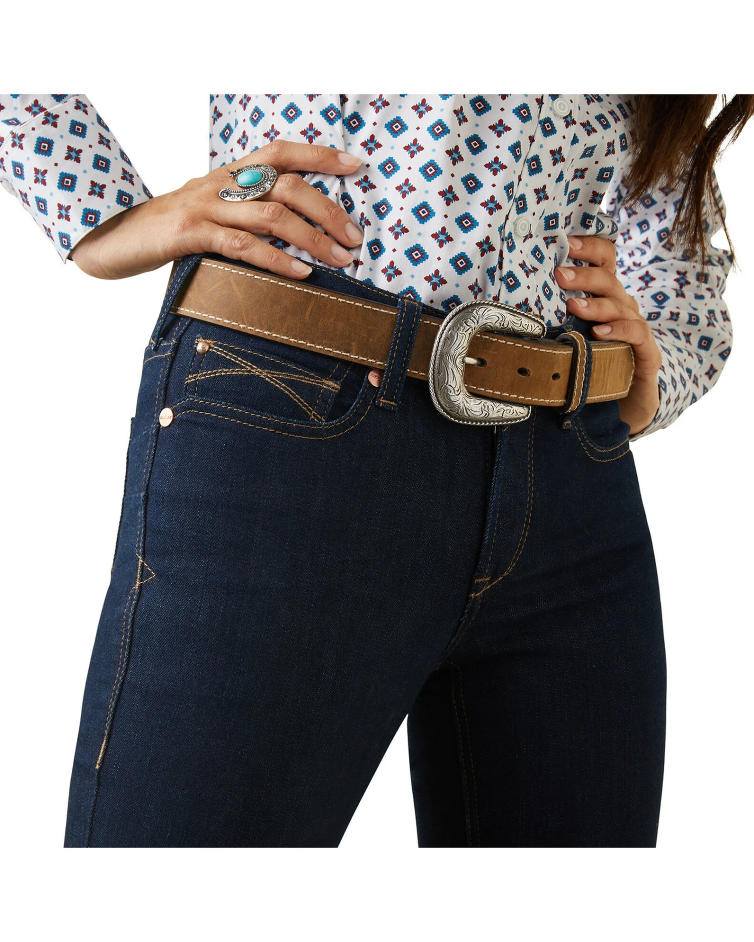 Ariat Women's R.E.A.L. Dark Wash Mid Rise Ella Stretch Straight Jeans 4 Ariat Women's R.E.A.L. Dark Wash Mid Rise Ella Stretch Straight Jeans - Image 2