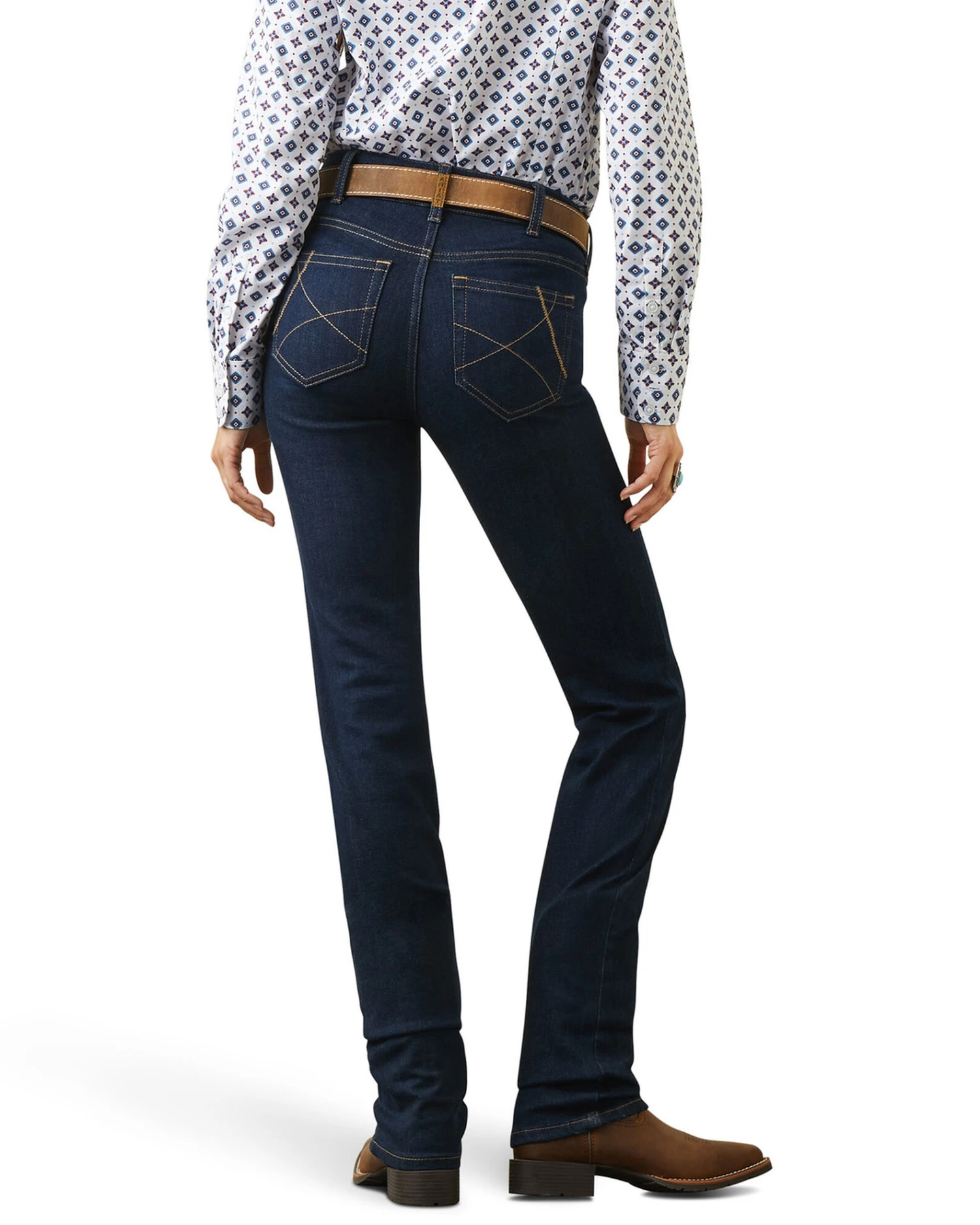 Ariat Women's R.E.A.L. Dark Wash Mid Rise Ella Stretch Straight Jeans 5 Ariat Women's R.E.A.L. Dark Wash Mid Rise Ella Stretch Straight Jeans - Image 3