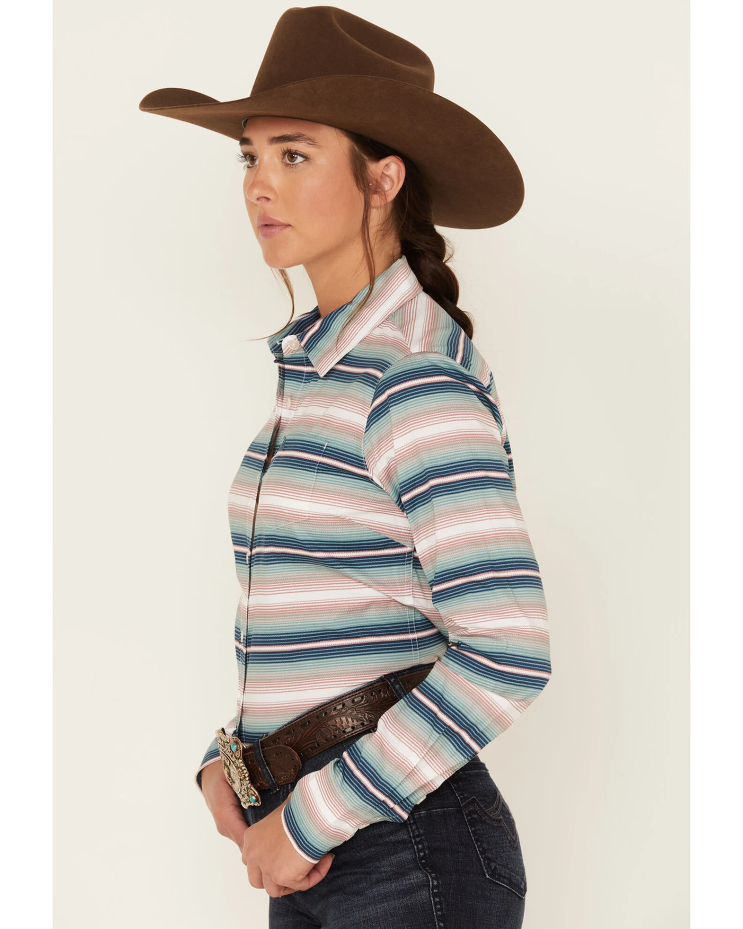 Ariat Women's Serape Stripe Long Sleeve Button-Down Kirby Stretch Shirt 4 Ariat Women's Serape Stripe Long Sleeve Button-Down Kirby Stretch Shirt - Image 2