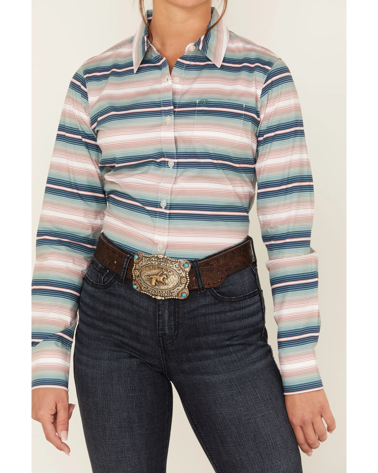 Ariat Women's Serape Stripe Long Sleeve Button-Down Kirby Stretch Shirt 5 Ariat Women's Serape Stripe Long Sleeve Button-Down Kirby Stretch Shirt - Image 3