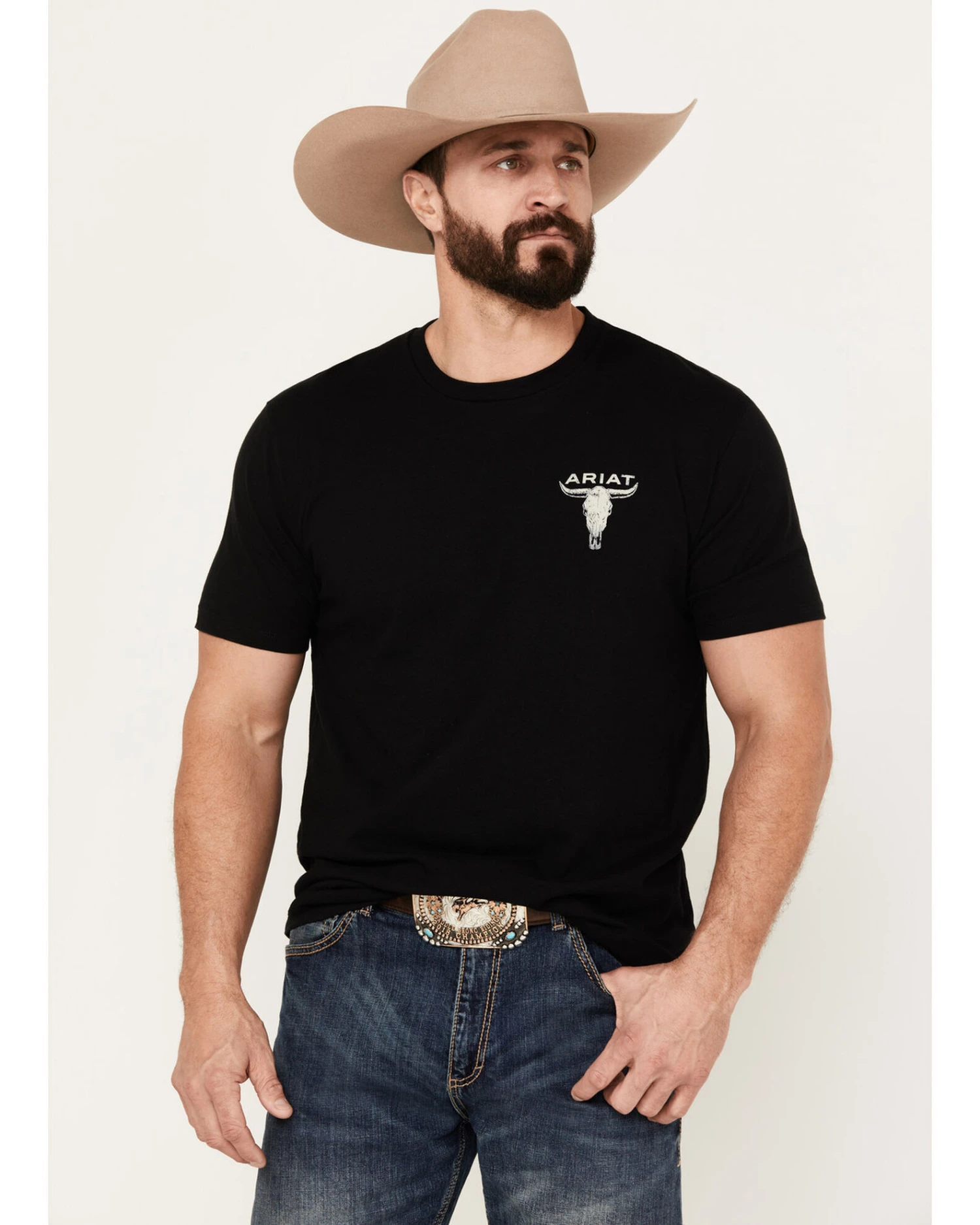 Ariat Men's Steer Skull Skull Flag Short Sleeve T-Shirt 3 Ariat Men's Steer Skull Skull Flag Short Sleeve T-Shirt