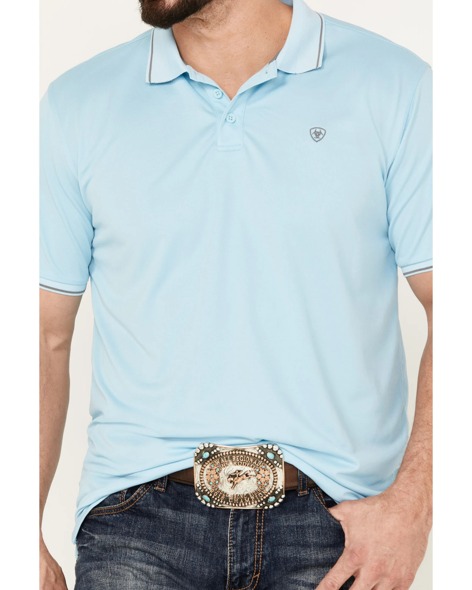 Ariat Men's Logo Short Sleeve Fitted Polo 5 Ariat Men's Logo Short Sleeve Fitted Polo - Image 3