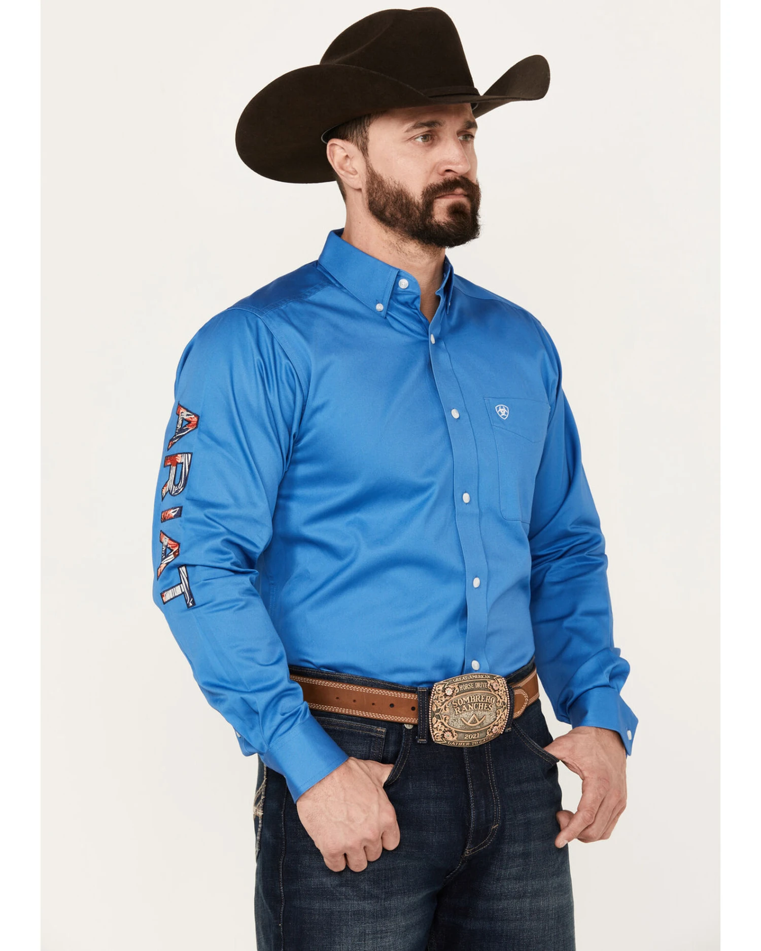 Ariat Men's Team Logo Twill Fitted Long Sleeve Button Down Western Shirt 3 Ariat Men's Team Logo Twill Fitted Long Sleeve Button Down Western Shirt