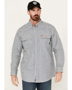 Ariat Men's FR Plaid Print Featherlight Long Sleeve Button Down Work Shirt