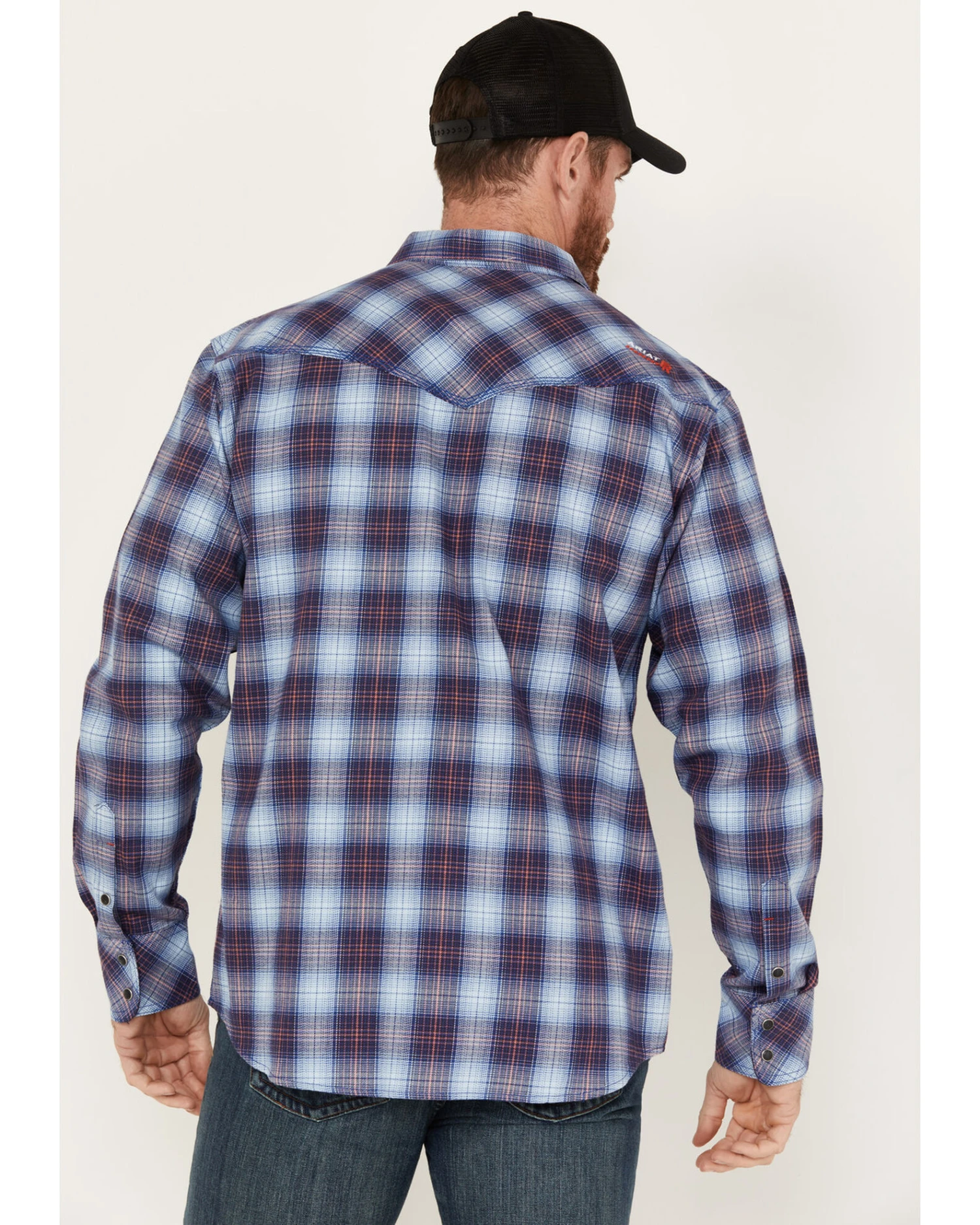 Ariat Men's FR Dagger Plaid Print Long Sleeve Snap Work Shirt 6 Ariat Men's FR Dagger Plaid Print Long Sleeve Snap Work Shirt - Image 4