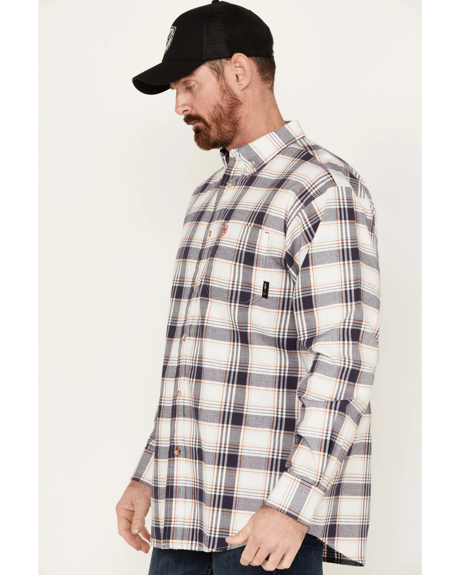 Ariat Men's FR Chiseled Plaid Print Long Sleeve Button Down Work Shirt 4 Ariat Men's FR Chiseled Plaid Print Long Sleeve Button Down Work Shirt - Image 2