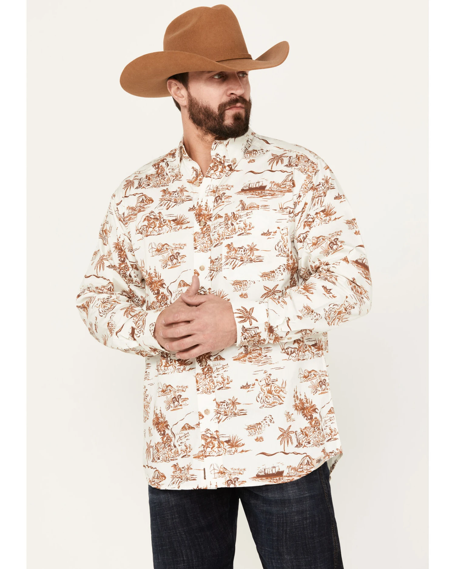 Ariat Men's Paniolo Aloha Stretch Classic Fit Long Sleeve Button-Down Western Shirt 3 Ariat Men's Paniolo Aloha Stretch Classic Fit Long Sleeve Button-Down Western Shirt