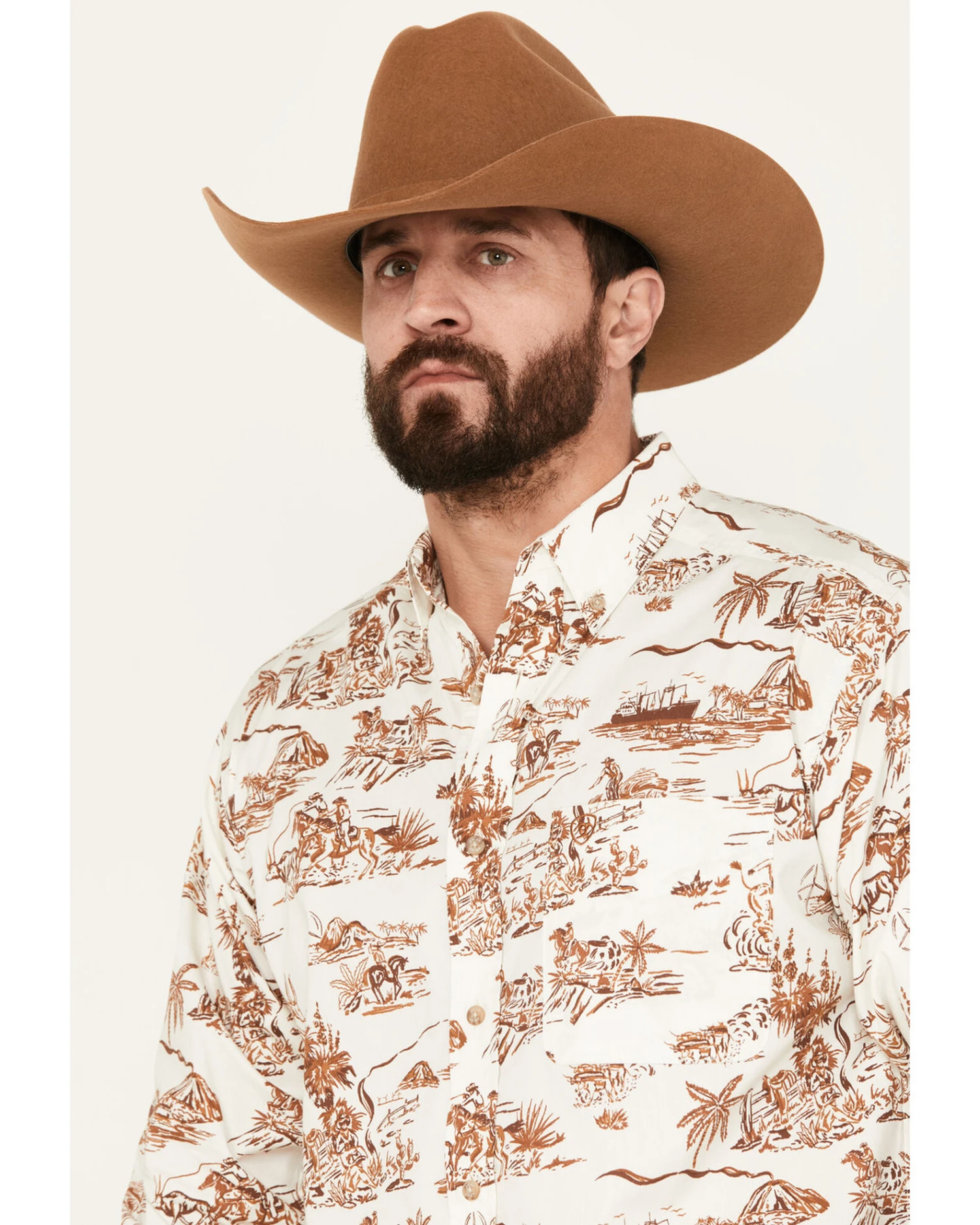Ariat Men's Paniolo Aloha Stretch Classic Fit Long Sleeve Button-Down Western Shirt 4 Ariat Men's Paniolo Aloha Stretch Classic Fit Long Sleeve Button-Down Western Shirt - Image 2